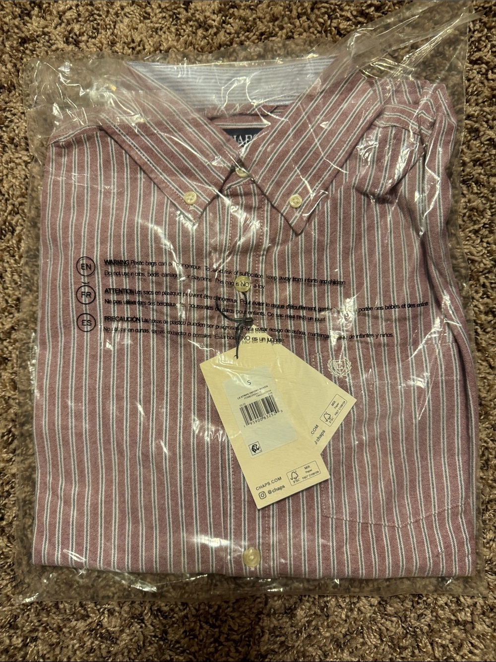 Chaps Pink & White Striped Button-Down Shirt